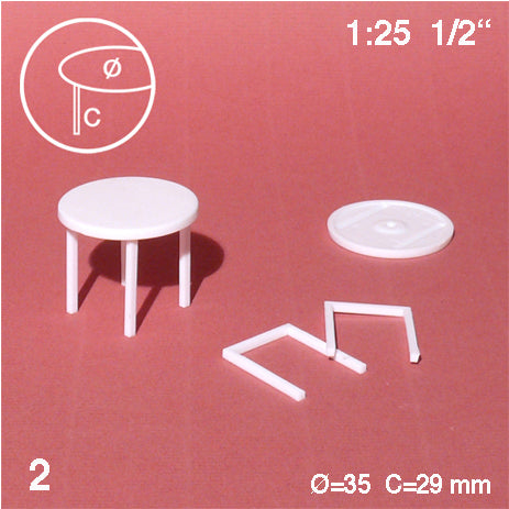 ROUND TABLES, M=1:25 WHITE / 1:25 / D = 35 MM