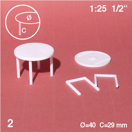ROUND TABLES, M=1:25 WHITE / 1:25 / D = 40 MM