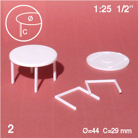 ROUND TABLES, M=1:25 WHITE / 1:25 / D = 44 MM