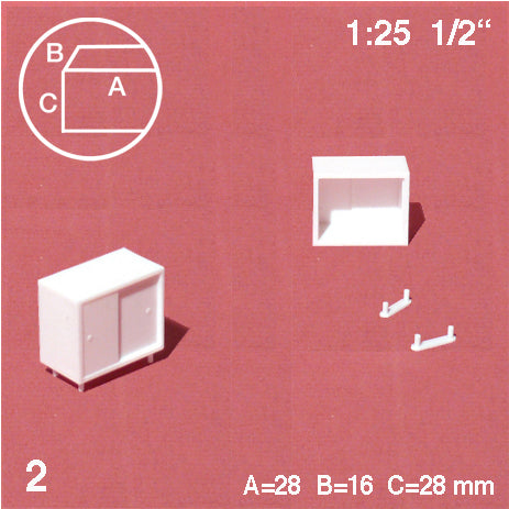 SIDEBOARDS, SLIDING DOORS, M=1:25 WHITE / 1:25 / W = 28 MM