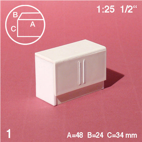 BASE CUPBOARD UNIT, M=1:25 WHITE / 1:25 / 48 x 12 MM