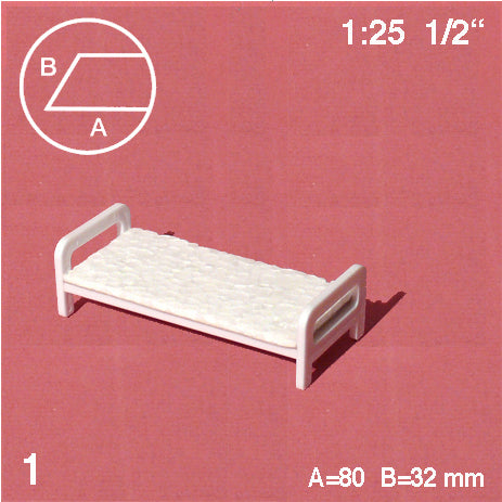 SINGLE BED, M=1:25 WHITE / 1:25 / 80 x 32 MM