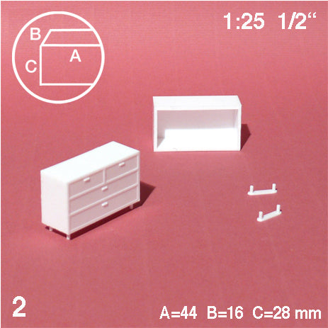 CHESTS OF DRAWERS, M=1:25 WHITE / 1:25 / 44 x 16 MM